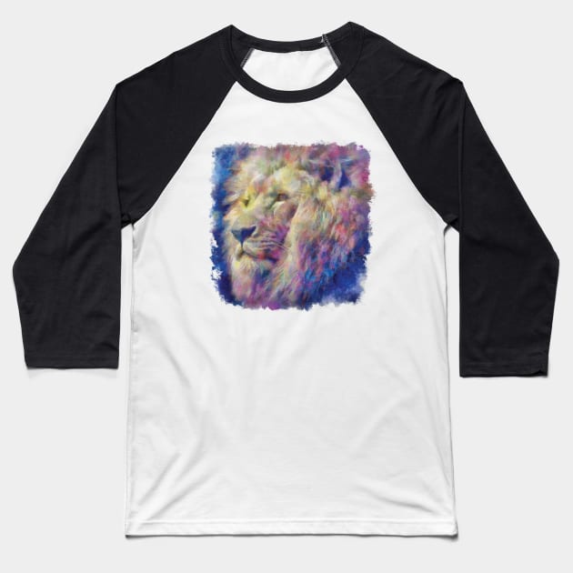 Lion Portrait Baseball T-Shirt by Ryan Rad